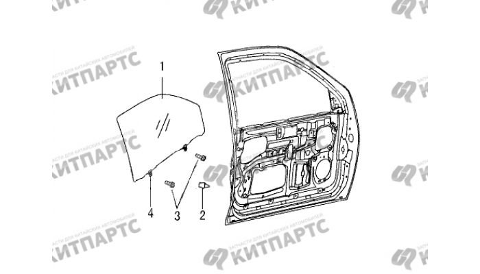 Стекло передней двери Great Wall